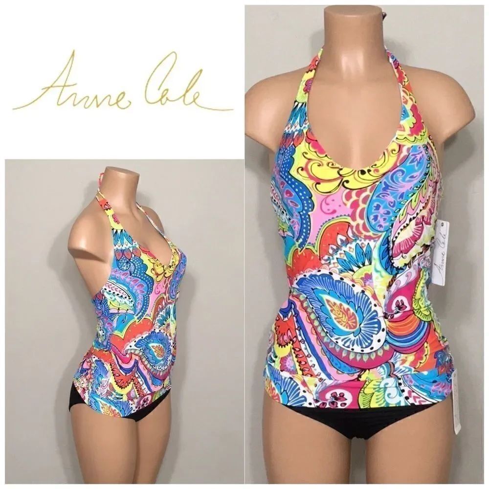 New. Anne Cole multicolored tankini. XS-top/S-bottoms